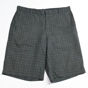 Nike 34 x 11" Black Check 639801 Dri Fit Fairway Plaid Flat Front Golf‎ Shorts